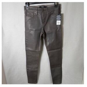 Hudson Jeans Women 27 Grey Nico Midrise Super Skinny Ankle Coated WMA407GWF HSDS